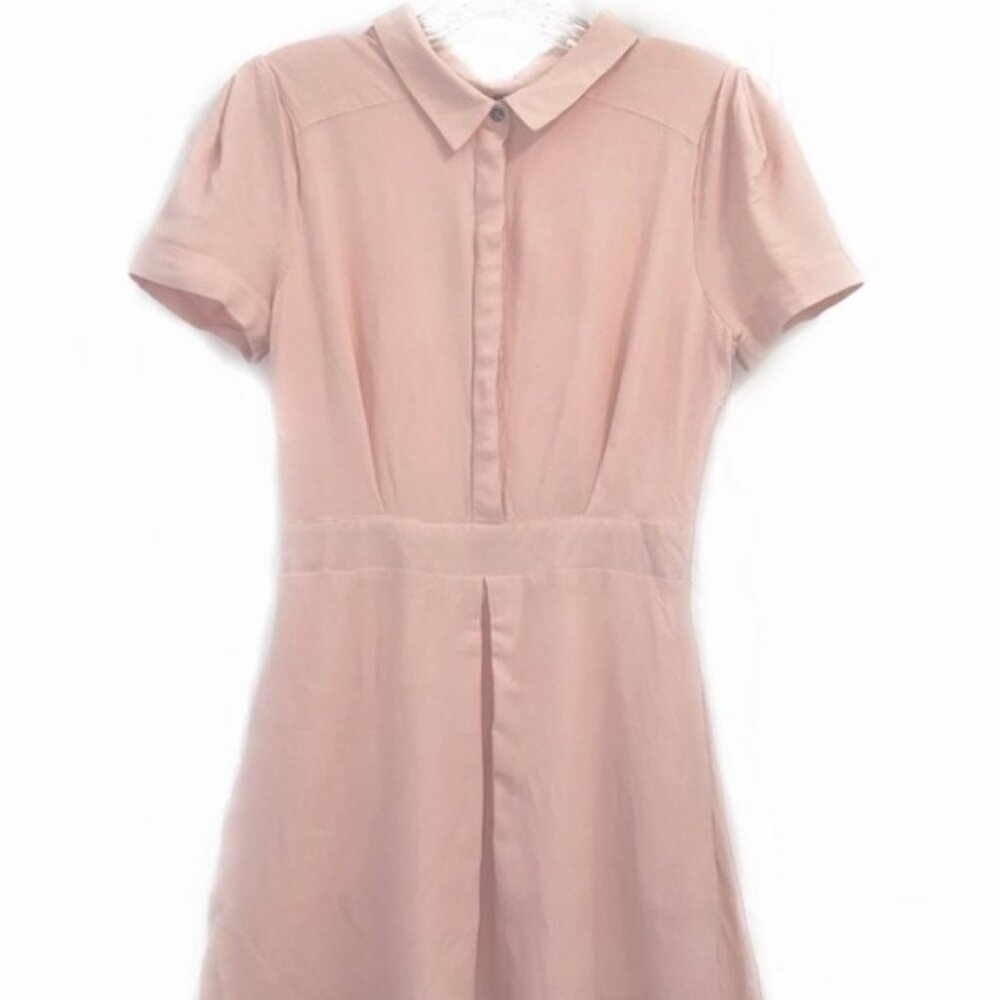 Free People Light salmon Pink Dress with button collar.